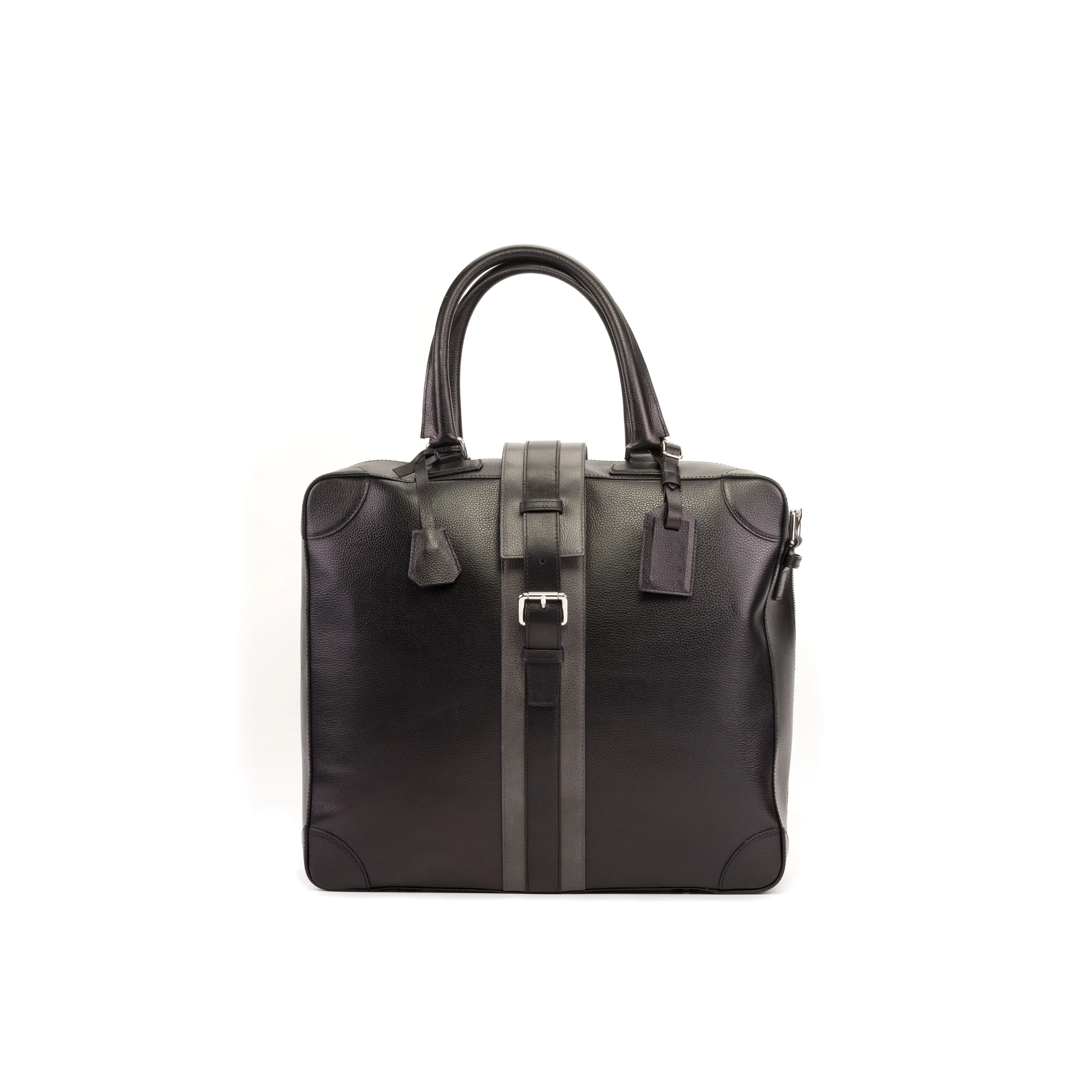 DapperFam Luxe Men's Travel Tote in Grey Painted Full Grain