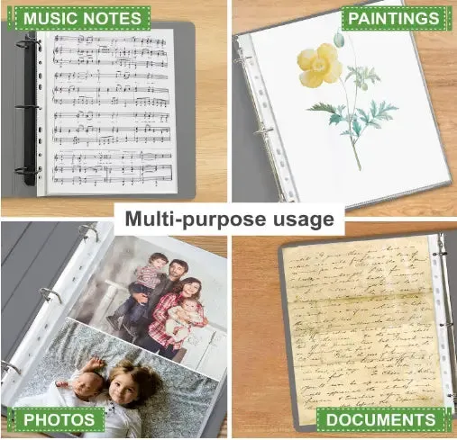 Digismart Pack of 25 Heavy Duty 200 Micron A3 Size Transparent Document Sleeves, Leaf Sheet Clear Certificates, Waterproof Sheet Protectors 11 Holes Punched