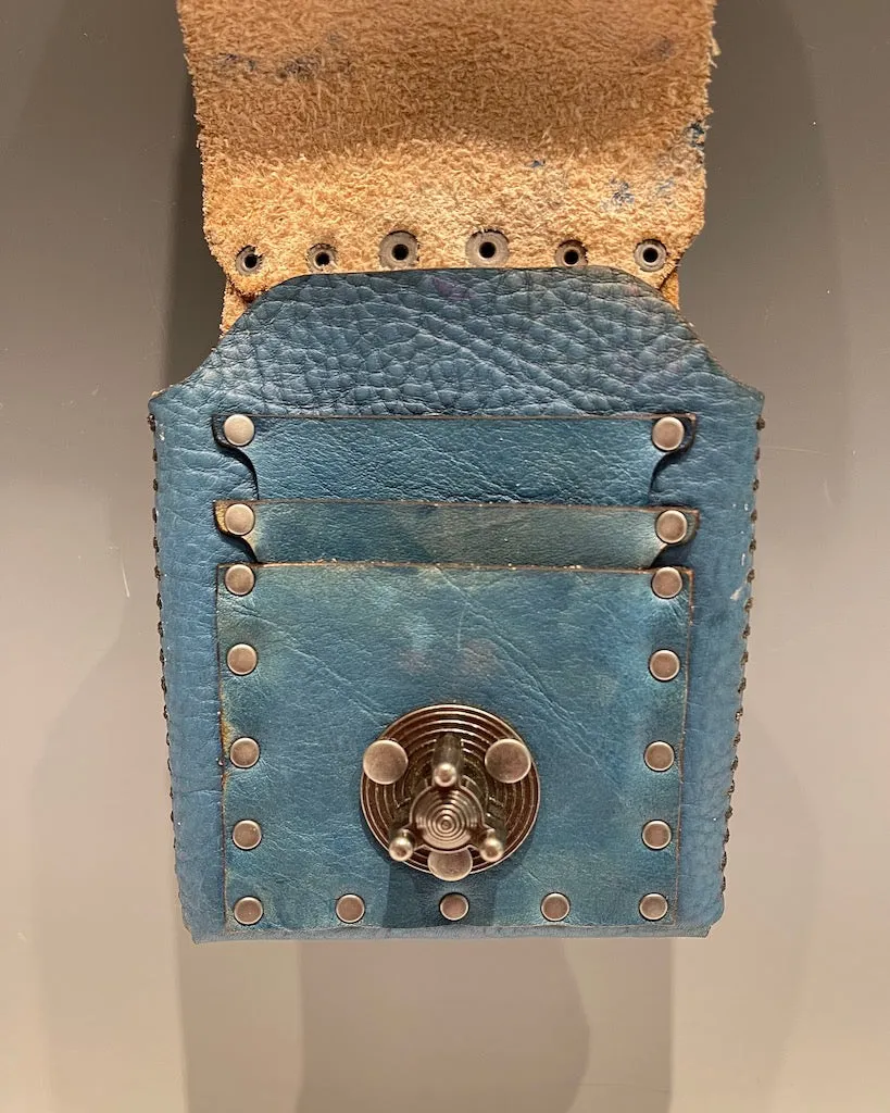 Distressed Blue Leather Cell Phone Case with Silver Closure MMP2