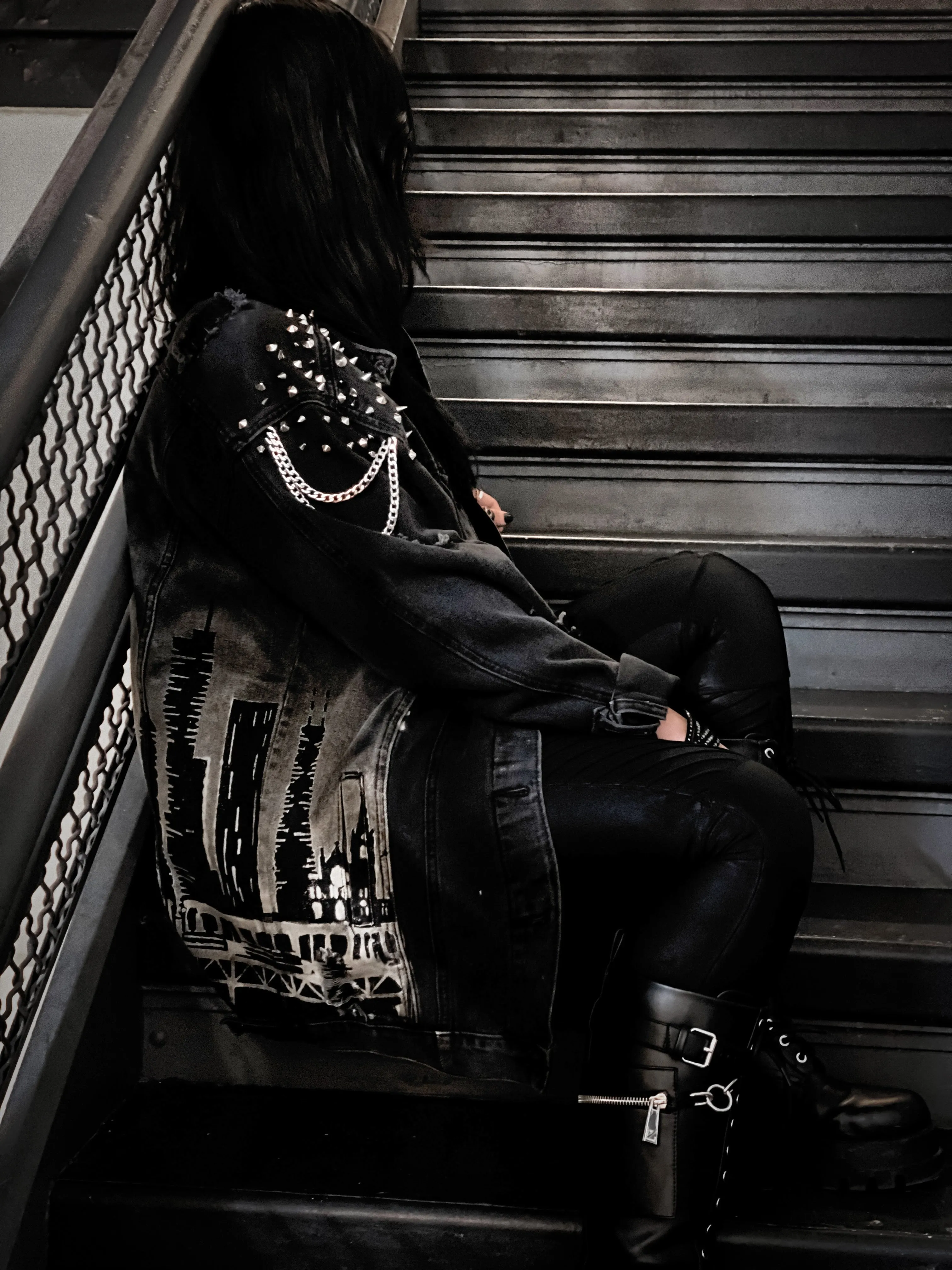 Dusk ‘Til Dawn Bleach Painted Unisex Denim Jacket