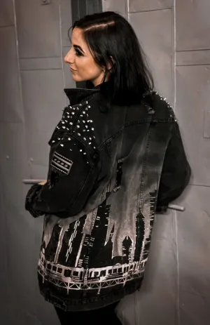 Dusk ‘Til Dawn Bleach Painted Unisex Denim Jacket