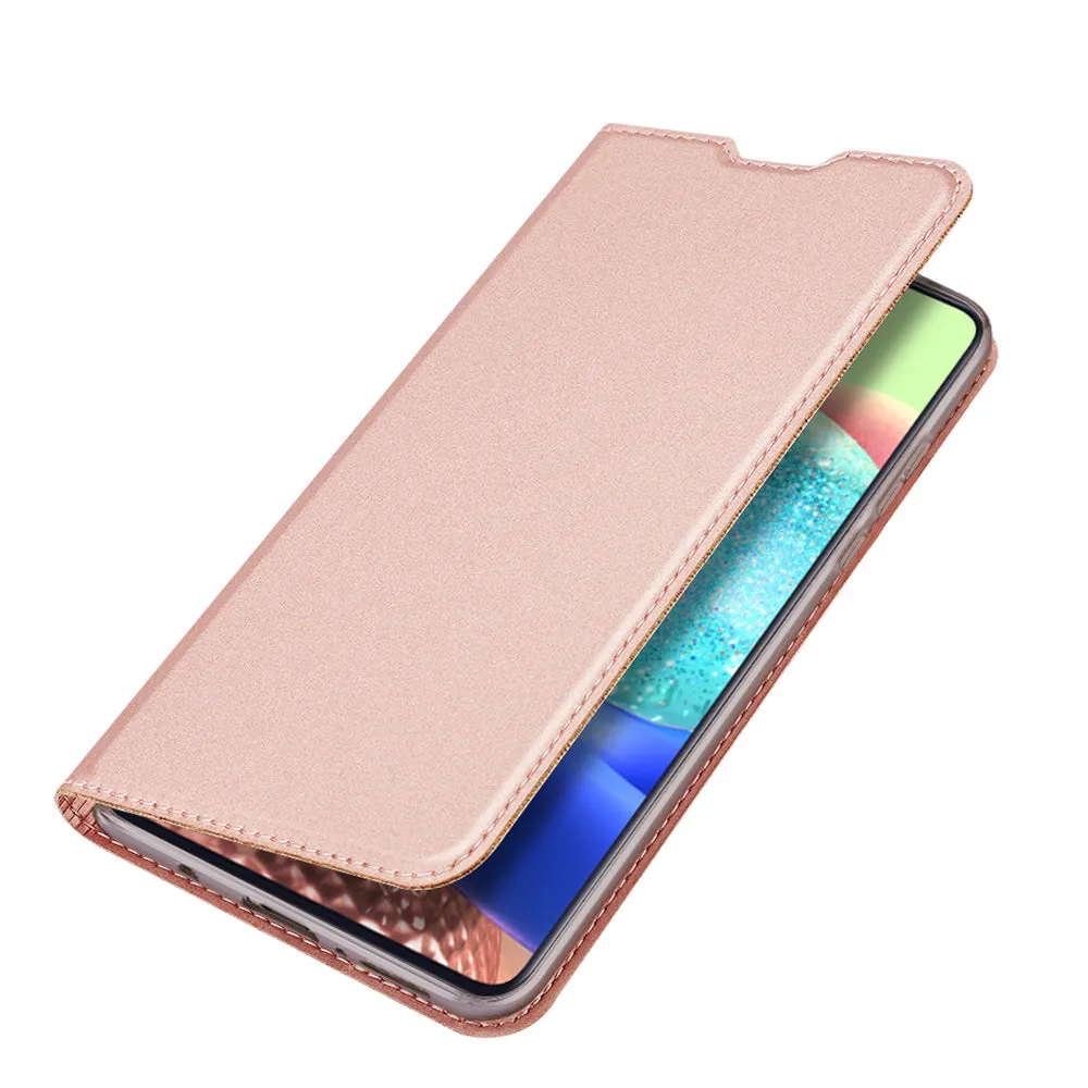 DUX DUCIS For Samsung A71 5G Leather Mobile Phone Cover Magnetic Protective Case Bracket with Cards Slot Rose gold