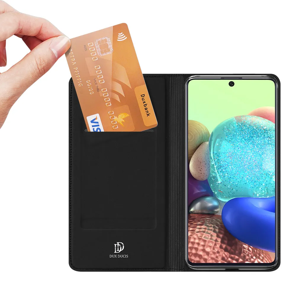 DUX DUCIS For Samsung A71 5G Leather Mobile Phone Cover Magnetic Protective Case Bracket with Cards Slot Rose gold