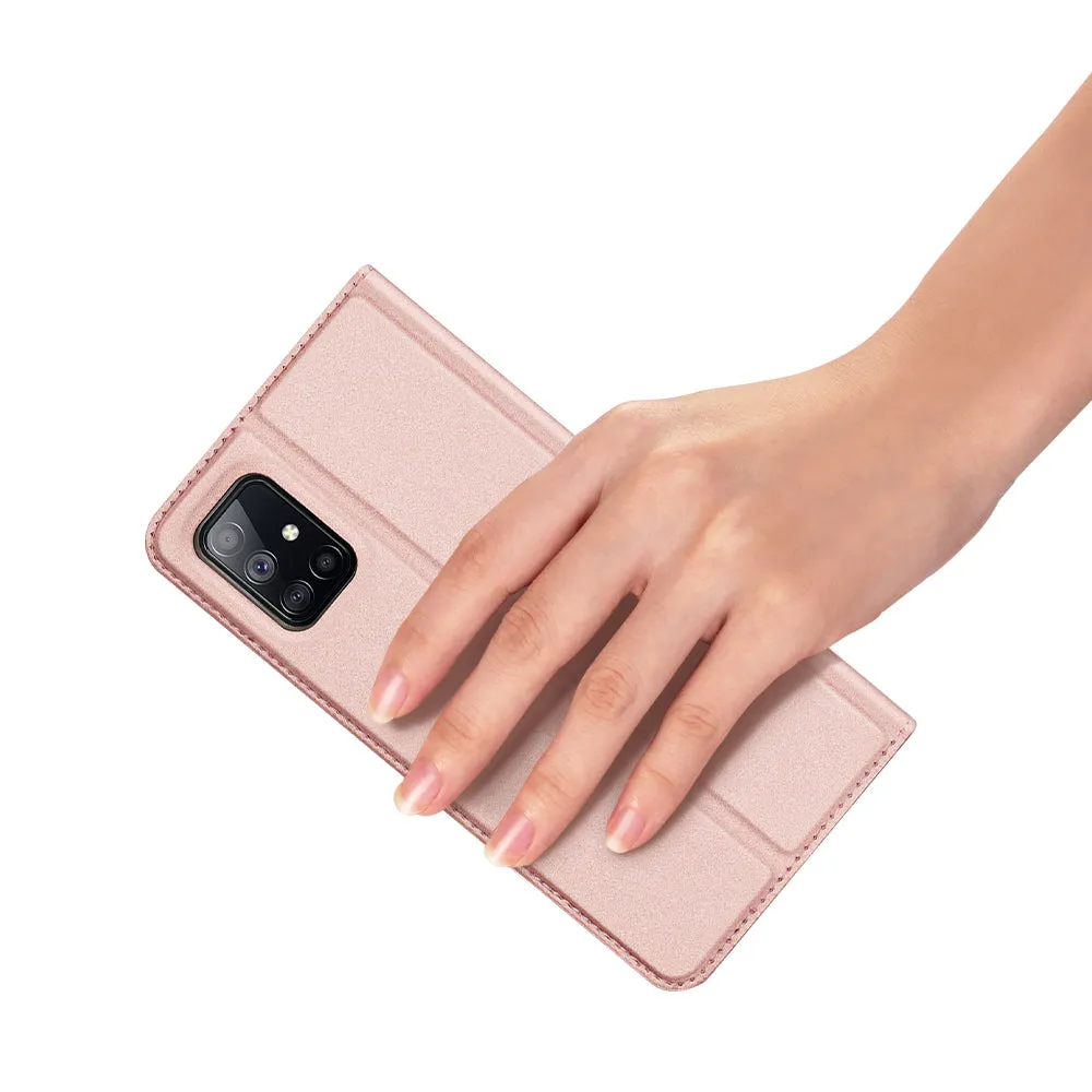 DUX DUCIS For Samsung A71 5G Leather Mobile Phone Cover Magnetic Protective Case Bracket with Cards Slot Rose gold