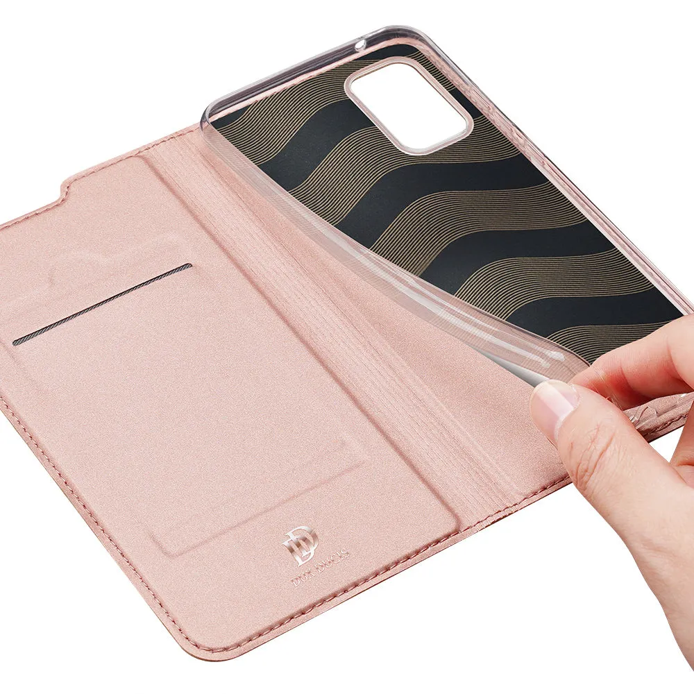 DUX DUCIS For Samsung A71 5G Leather Mobile Phone Cover Magnetic Protective Case Bracket with Cards Slot Rose gold