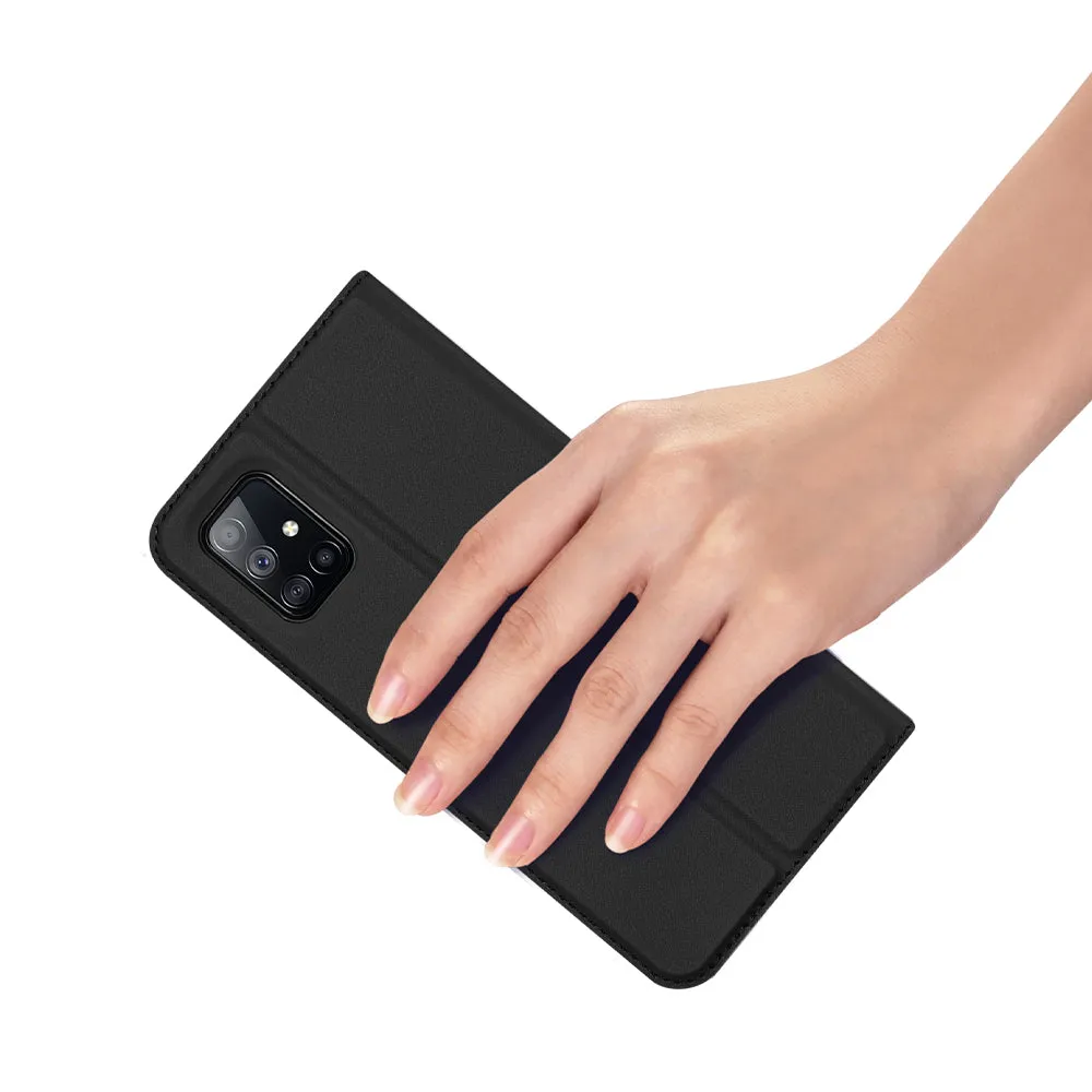 DUX DUCIS For Samsung A71 5G Leather Mobile Phone Cover Magnetic Protective Case Bracket with Cards Slot Rose gold