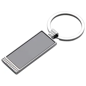 Engravable Rectangle Keyring with Studded Border Design