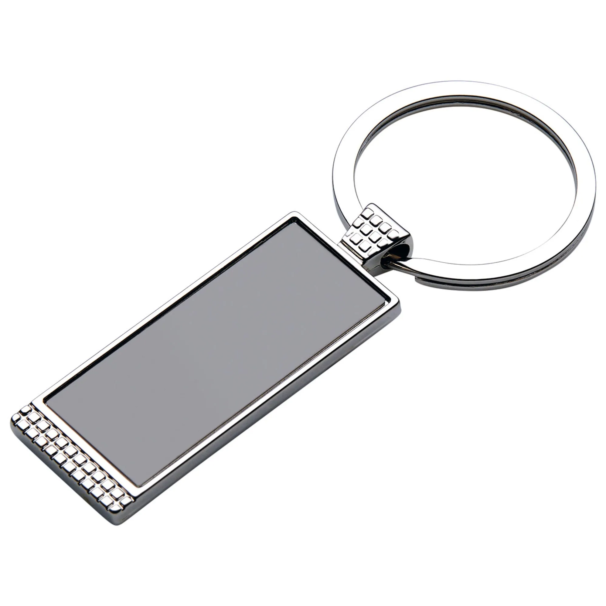 Engravable Rectangle Keyring with Studded Border Design