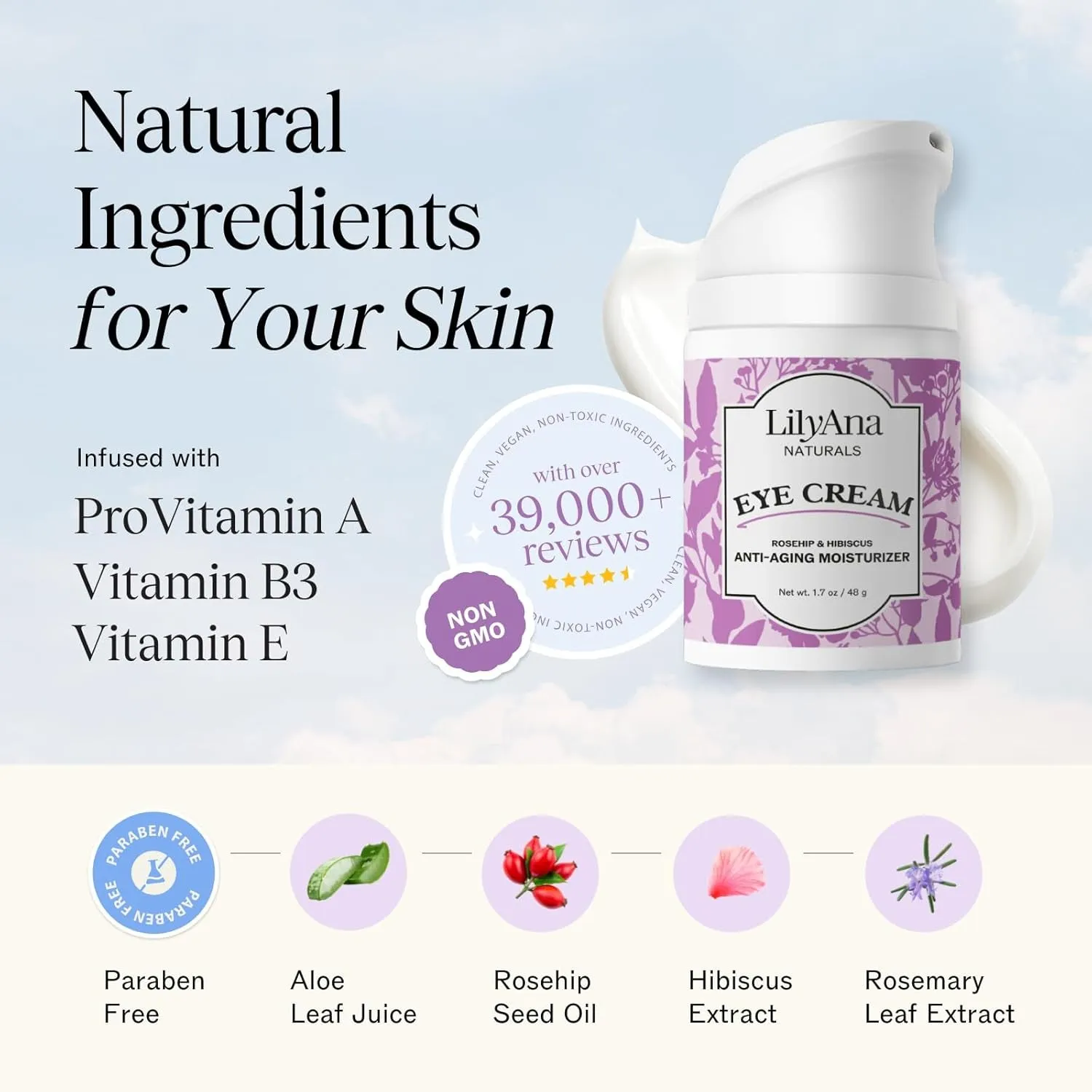 Eye Cream for Dark Circles and Puffiness, under Eye Cream for Wrinkles and Bags, anti Aging Eye Cream Helps Improve Dryness; for Sensitive Skin - 1.7 Oz - Made in USA