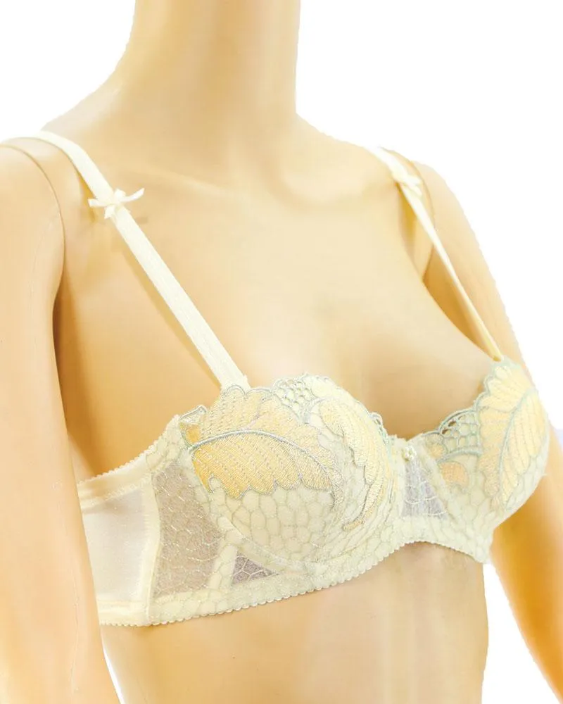 Fancy Embroidered Bra, Single Padded Demi Bra - Underwired Bra - Taiwan Bra - 2060