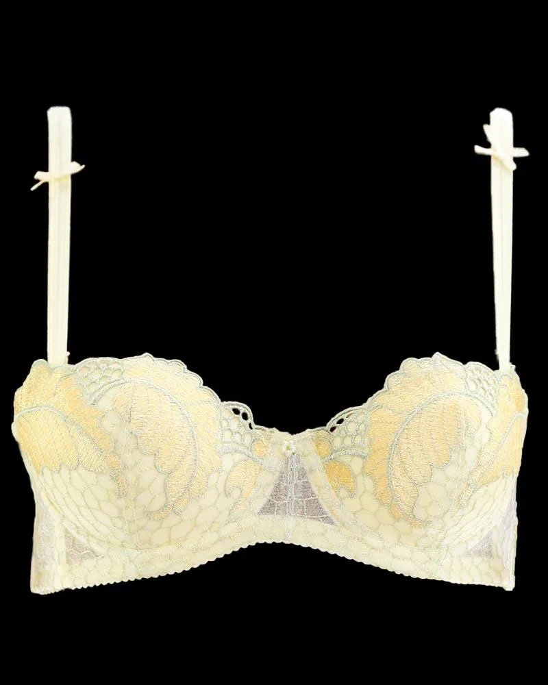 Fancy Embroidered Bra, Single Padded Demi Bra - Underwired Bra - Taiwan Bra - 2060