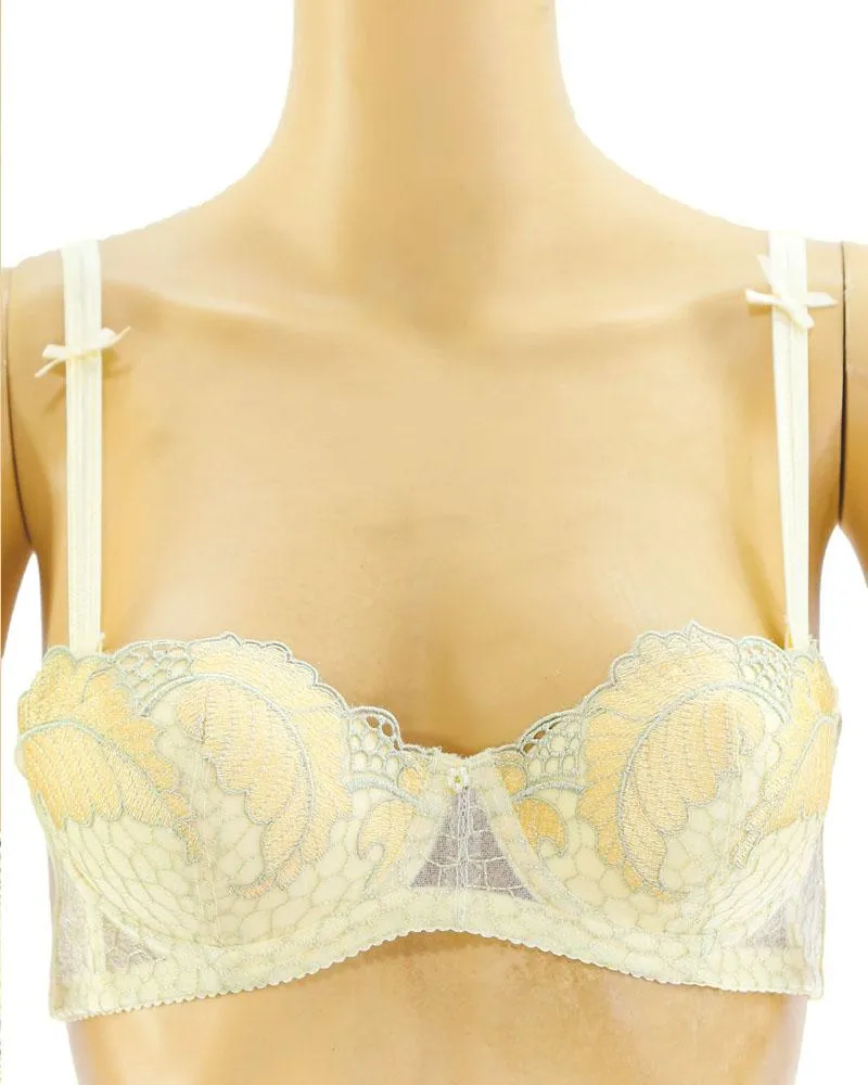 Fancy Embroidered Bra, Single Padded Demi Bra - Underwired Bra - Taiwan Bra - 2060