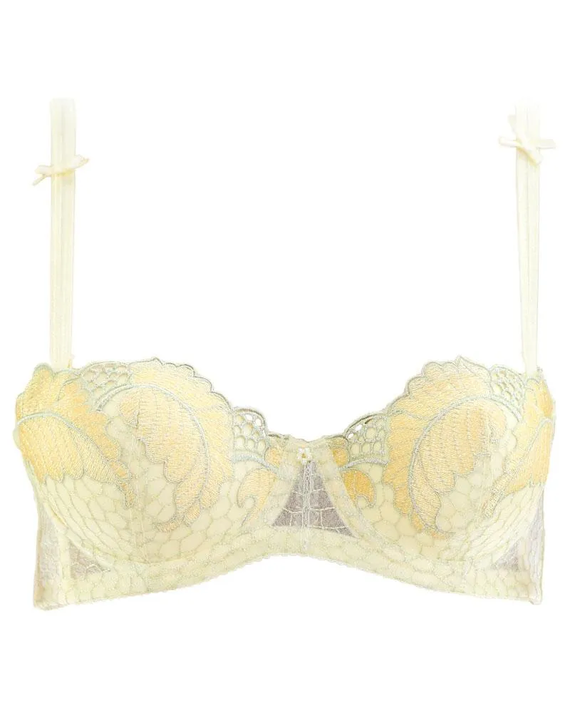 Fancy Embroidered Bra, Single Padded Demi Bra - Underwired Bra - Taiwan Bra - 2060