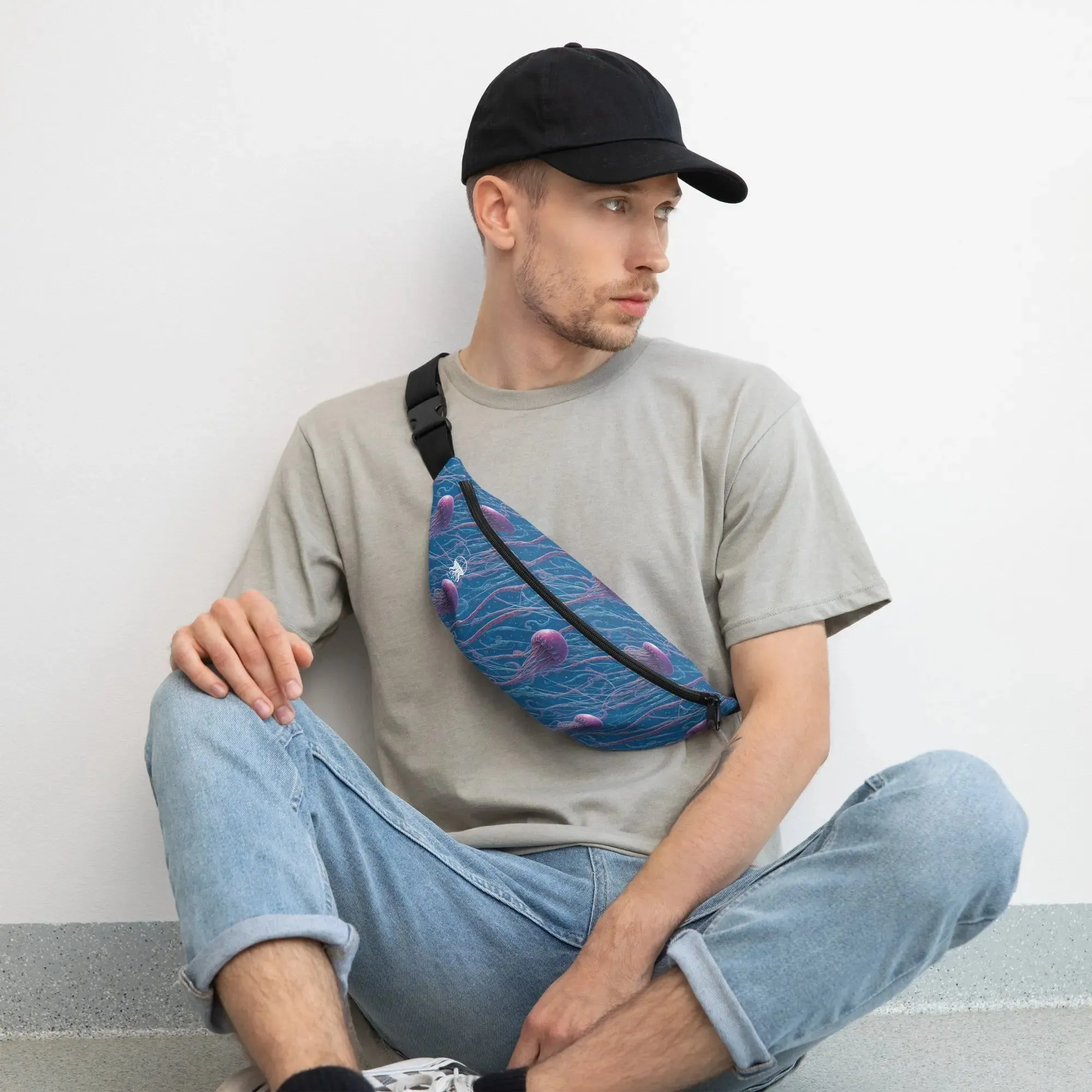 Fanny Pack - Blue and Violet Jellyfishes
