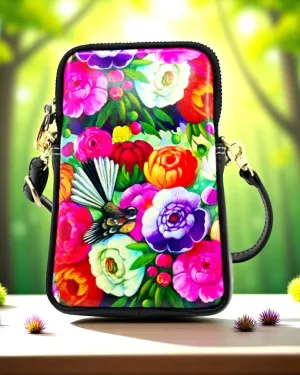 Fantail Birds & Flowers - Cell Phone Bag