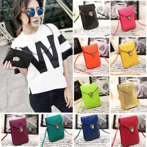 Fashion Rose Women Mini Small Cross Body Bags Cell Phone Bag Bolsas de Marca PU Leather Plaid Purse Messenger Bag Shoulder Bag