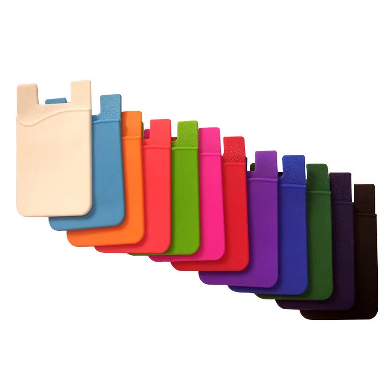 Fashion Simple Adhesive Silicone Card Pocket Money Pouch Case for Cell Phone sky blue