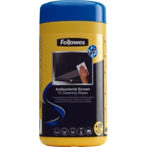 Fellowes Antibacterial Screen Cleaning Wipes - 75 pieces