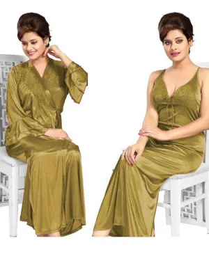 Flourish Nighty FL-605 - 2Pcs Bridal Nighty Set - Long Nighty