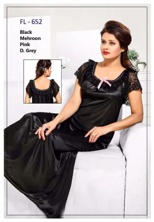 Flourish Nighty FL-652 - 2Pcs Bridal Nighty Set - Long Nighty