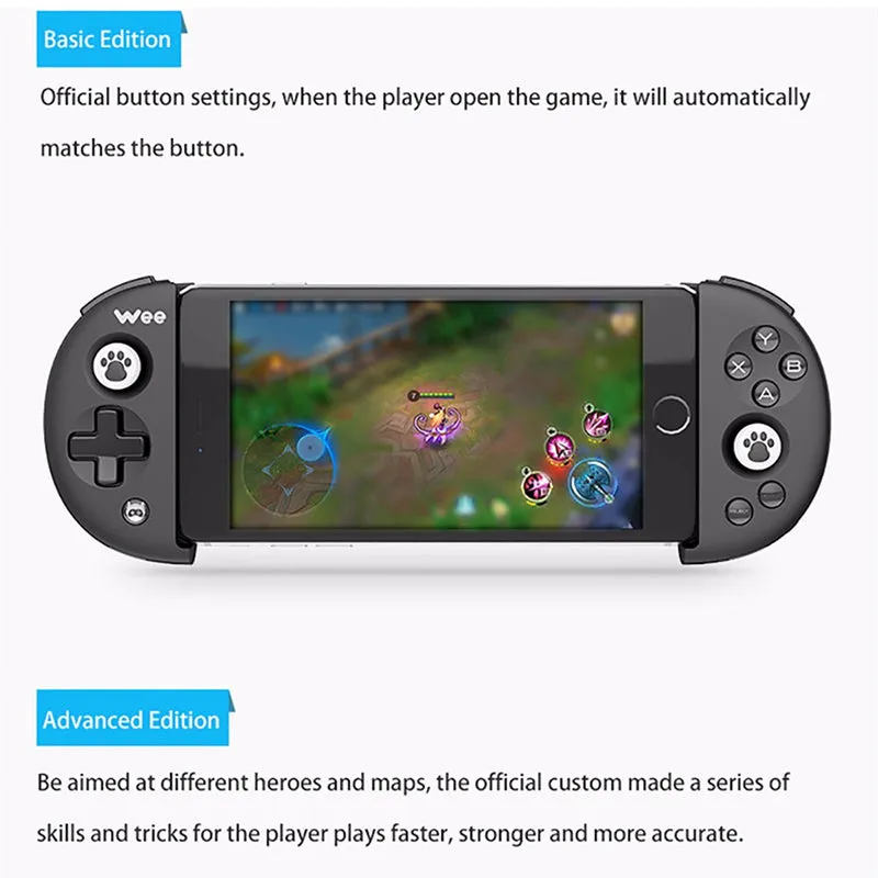 FlyDiGi Wee Mobile Game Controller - Adjustable Handle, Bluetooth 4.0, 300mAh Built-in Battery, Anti-Slip Grip (Black)