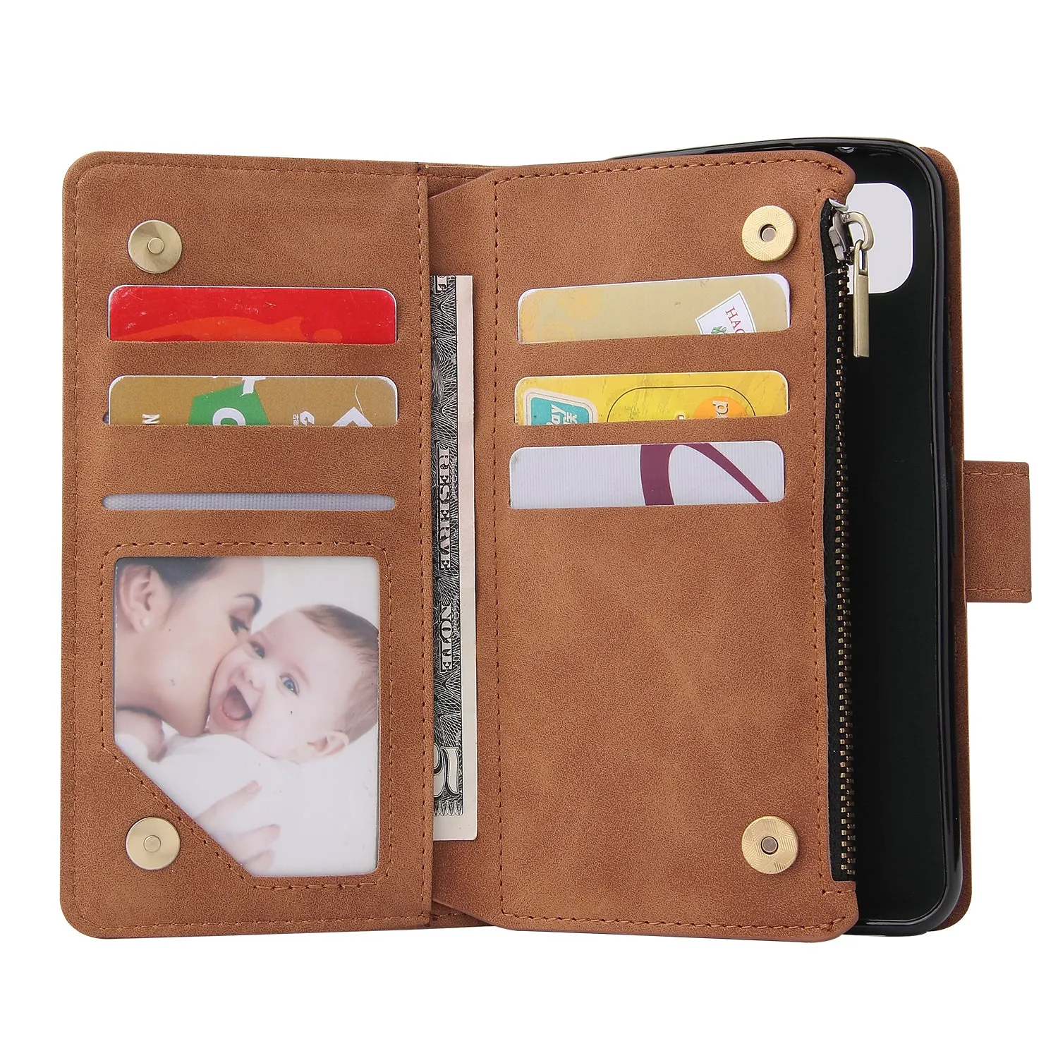 For Google Pixel 4A  Leather Mobile Phone Cover with Cards Slot Zipper Purse Phone Bracket 5 wine red