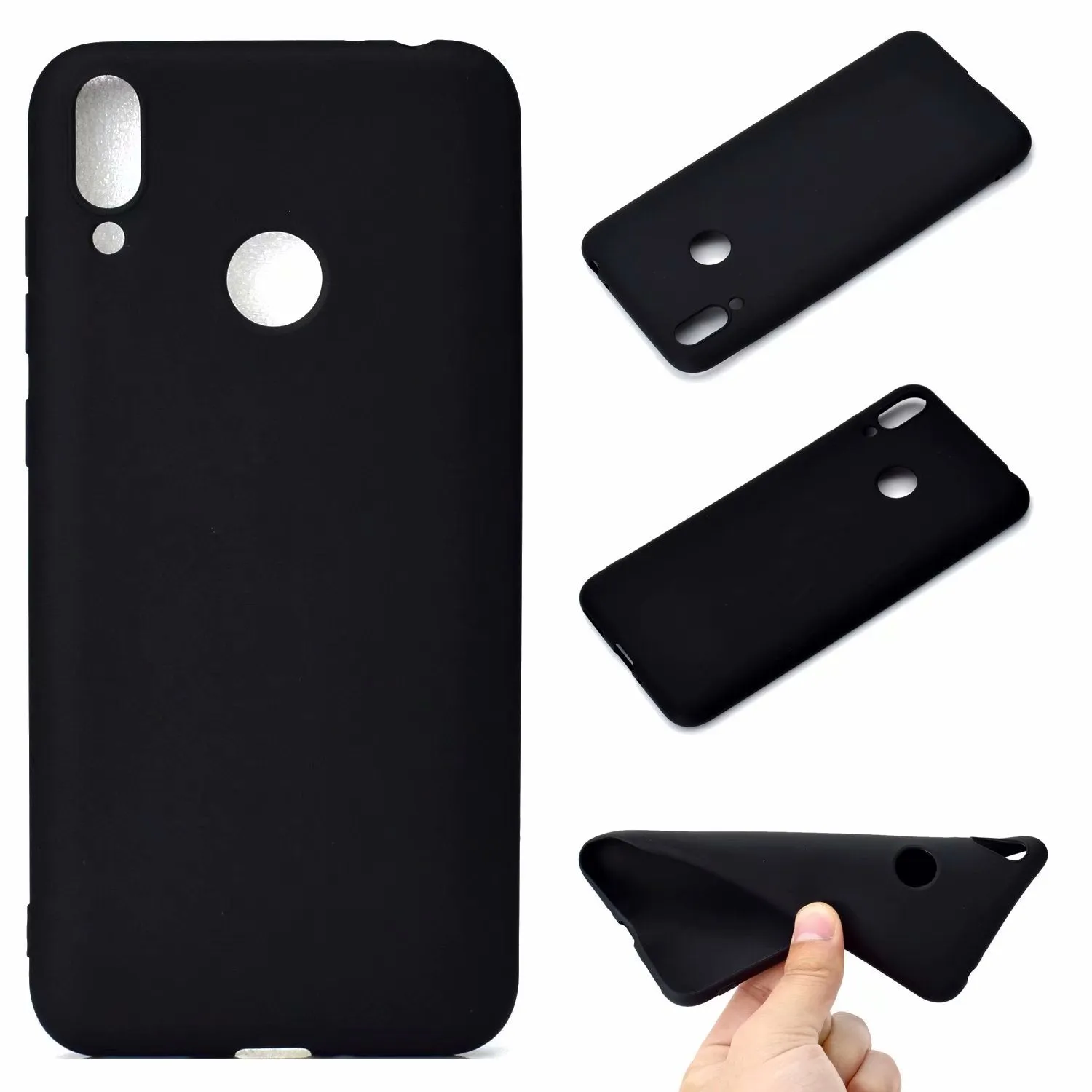 For HUAWEI Honor 8C Lovely Candy Color Matte TPU Anti-scratch Non-slip Protective Cover Back Case Light blue