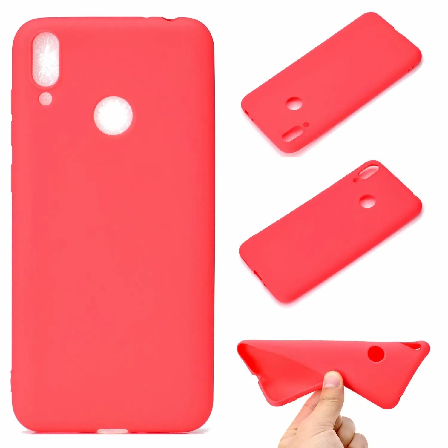 For HUAWEI Honor 8C Lovely Candy Color Matte TPU Anti-scratch Non-slip Protective Cover Back Case Light blue