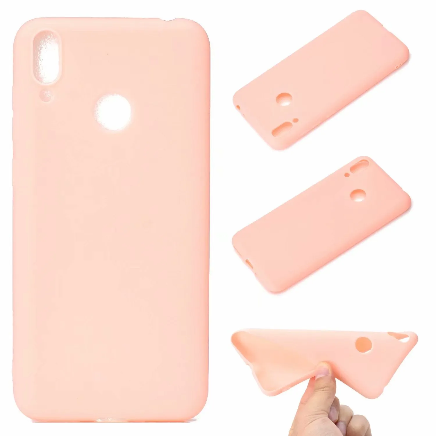 For HUAWEI Honor 8C Lovely Candy Color Matte TPU Anti-scratch Non-slip Protective Cover Back Case Light blue