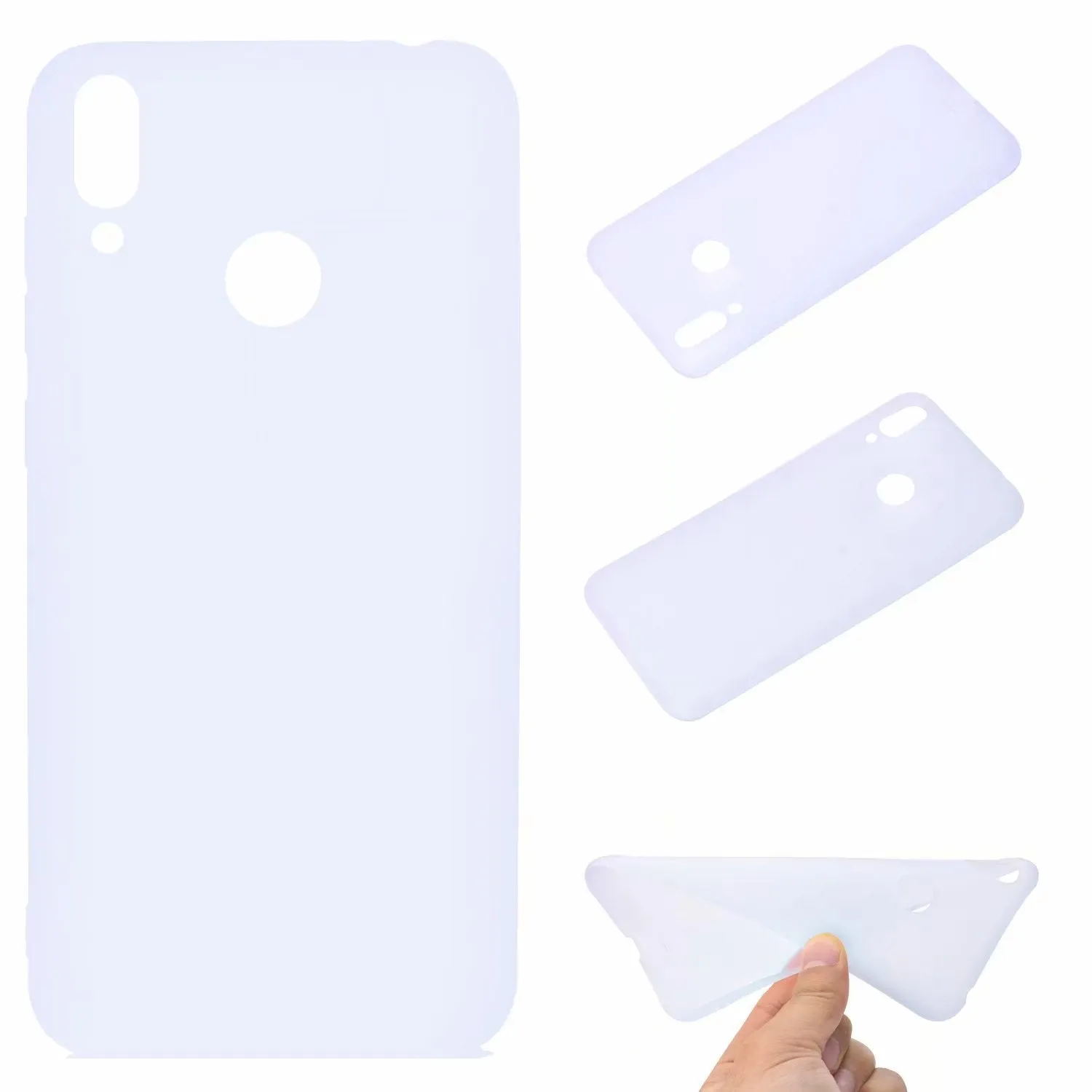 For HUAWEI Honor 8C Lovely Candy Color Matte TPU Anti-scratch Non-slip Protective Cover Back Case Light blue