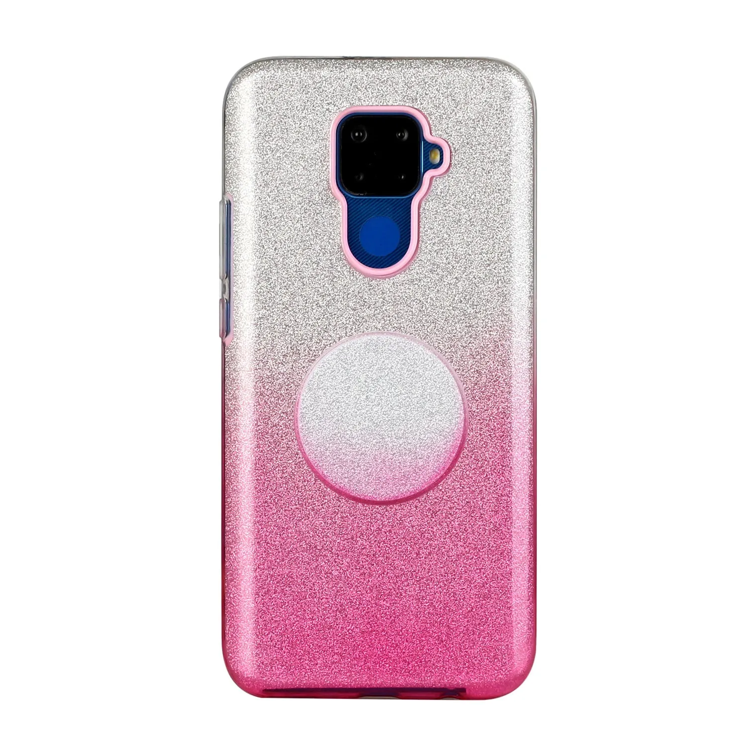 For HUAWEI Mate 30/Nova 5I pro/Mate 30 Pro/PSmart /Y5P/Y6P 2020 Phone Case Gradient Color Glitter Powder Phone Cover with Airbag Bracket Pink