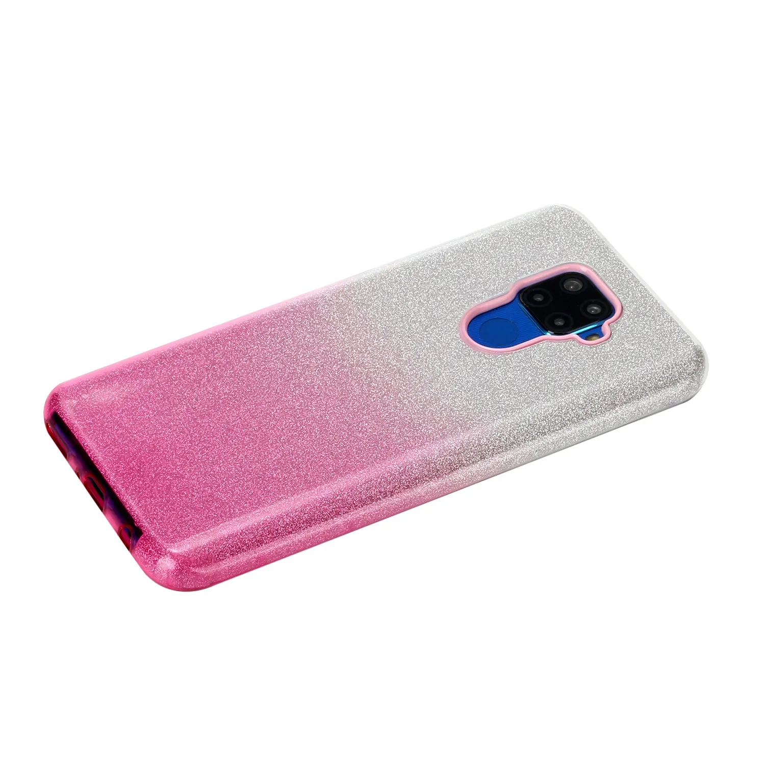 For HUAWEI Mate 30/Nova 5I pro/Mate 30 Pro/PSmart /Y5P/Y6P 2020 Phone Case Gradient Color Glitter Powder Phone Cover with Airbag Bracket Pink