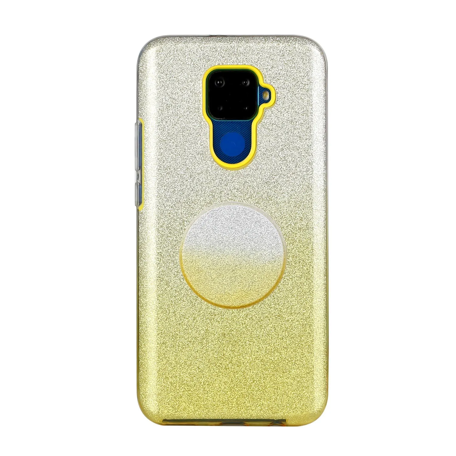 For HUAWEI Mate 30/Nova 5I pro/Mate 30 Pro/PSmart /Y5P/Y6P 2020 Phone Case Gradient Color Glitter Powder Phone Cover with Airbag Bracket yellow