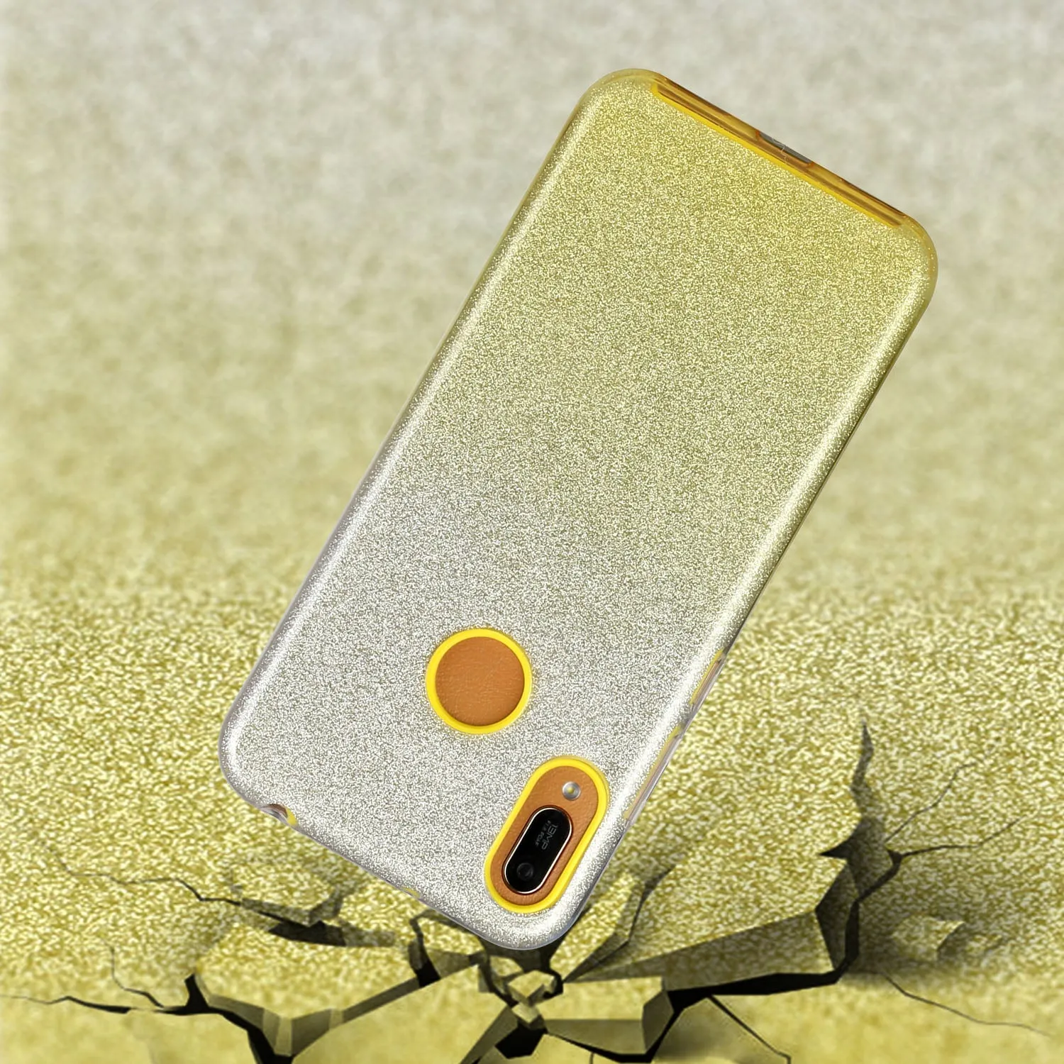 For HUAWEI Mate 30/Nova 5I pro/Mate 30 Pro/PSmart /Y5P/Y6P 2020 Phone Case Gradient Color Glitter Powder Phone Cover with Airbag Bracket yellow