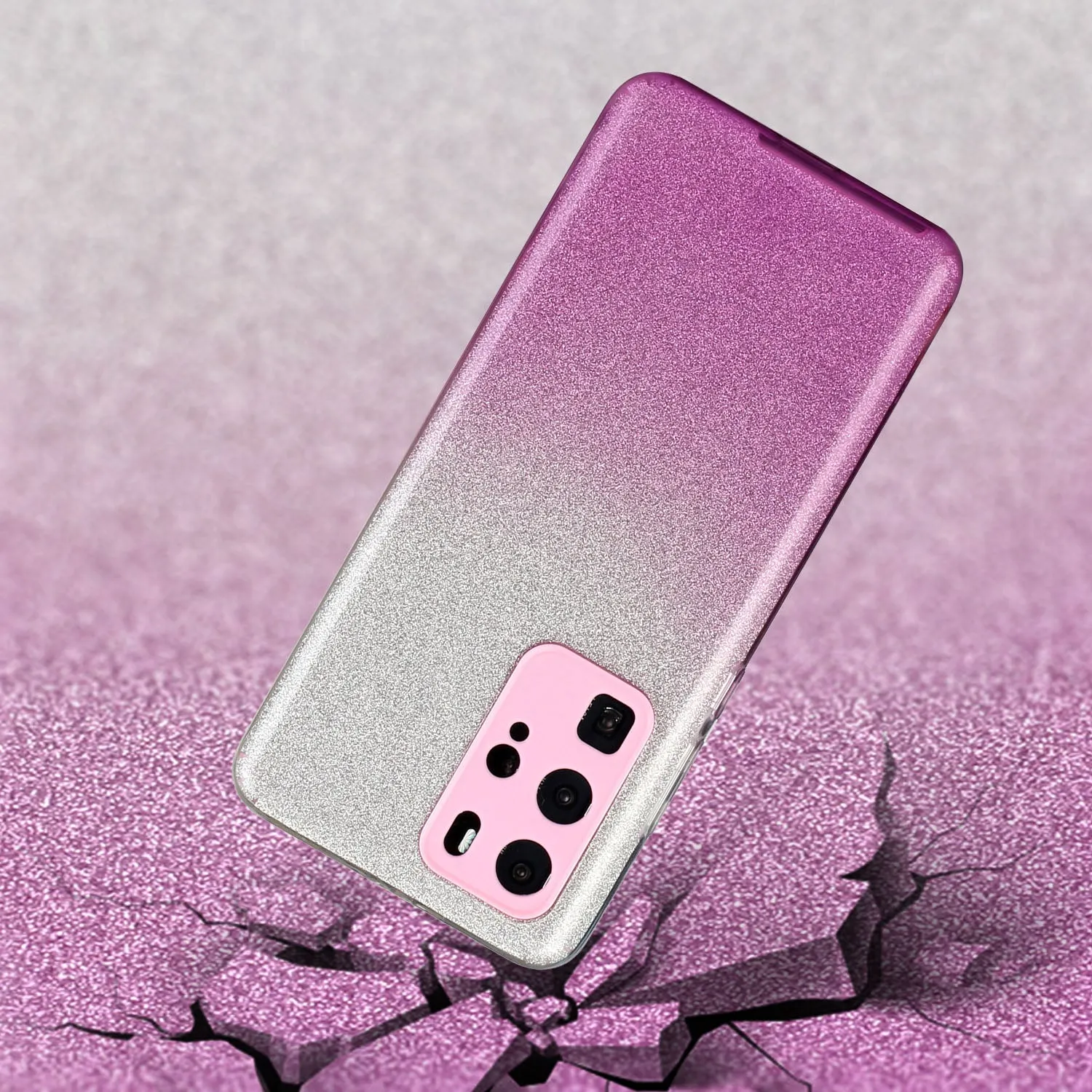 for HUAWEI P20 LITE/P30 LITE/P40 LITE/Nova6SE/Nova 7i Phone Case Gradient Color Glitter Powder Phone Cover with Airbag Bracket purple