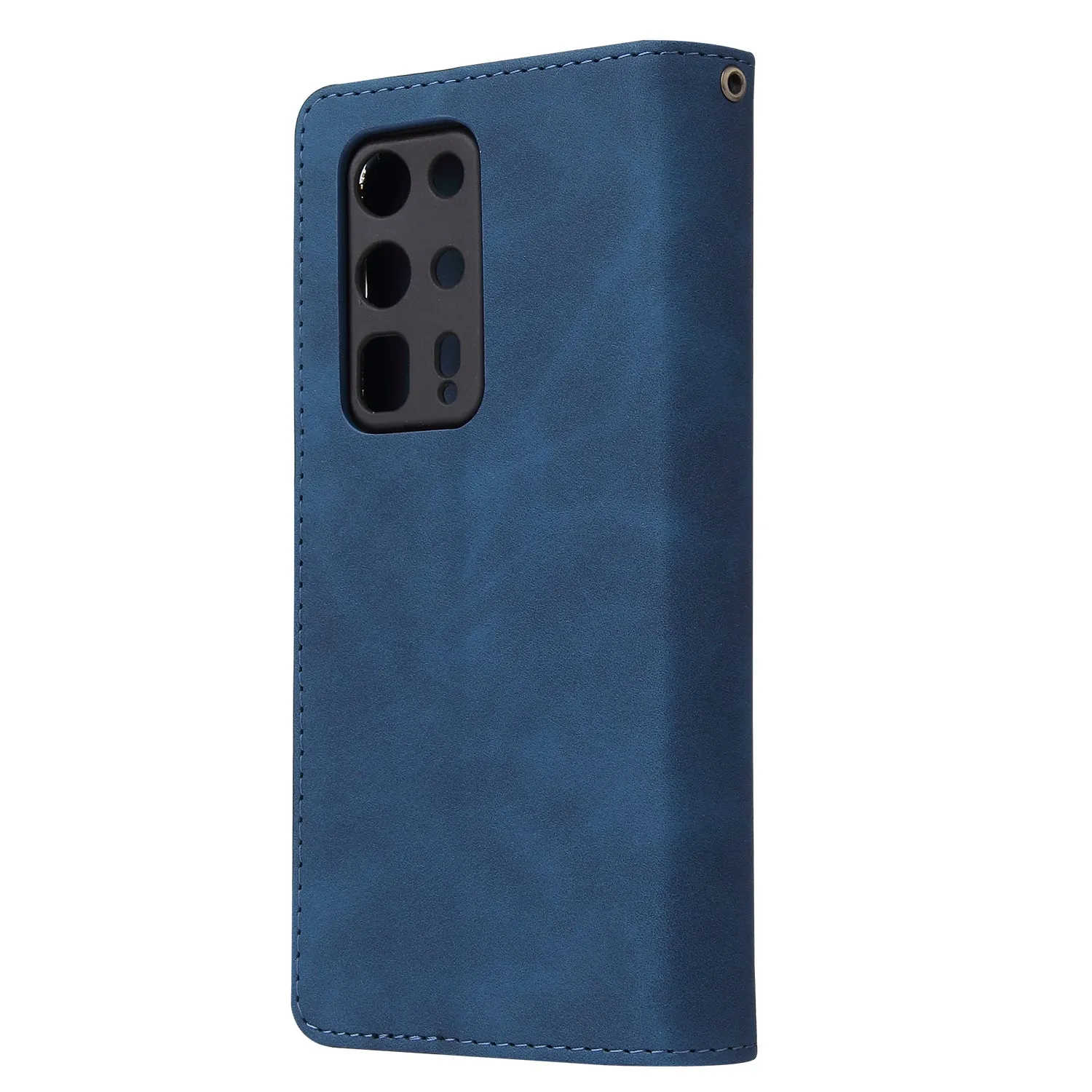 For HUAWEI P40 pro plus Zipper Purse Leather Mobile Phone Cover with Cards Slot Phone Bracket 2 blue