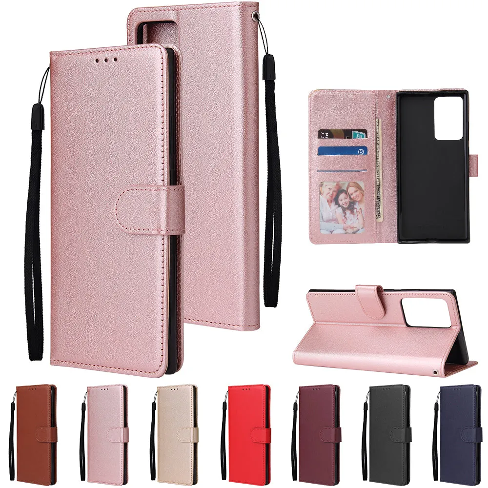 For HUAWEI PSmart 2020/Y5P/Y6P PU Leather Mobile Phone Cover with 3 Cards Slots Phone Frame brown