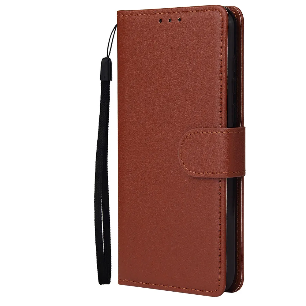 For HUAWEI PSmart 2020/Y5P/Y6P PU Leather Mobile Phone Cover with 3 Cards Slots Phone Frame brown
