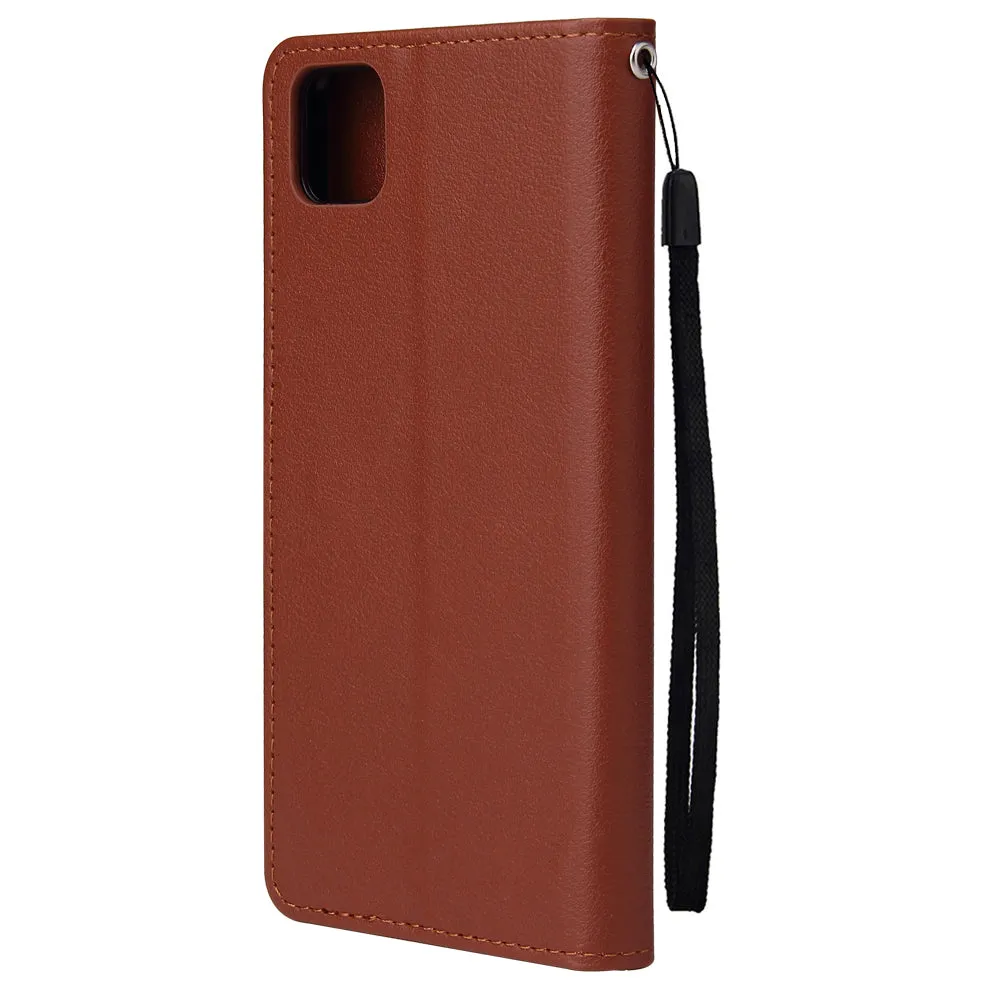 For HUAWEI PSmart 2020/Y5P/Y6P PU Leather Mobile Phone Cover with 3 Cards Slots Phone Frame brown