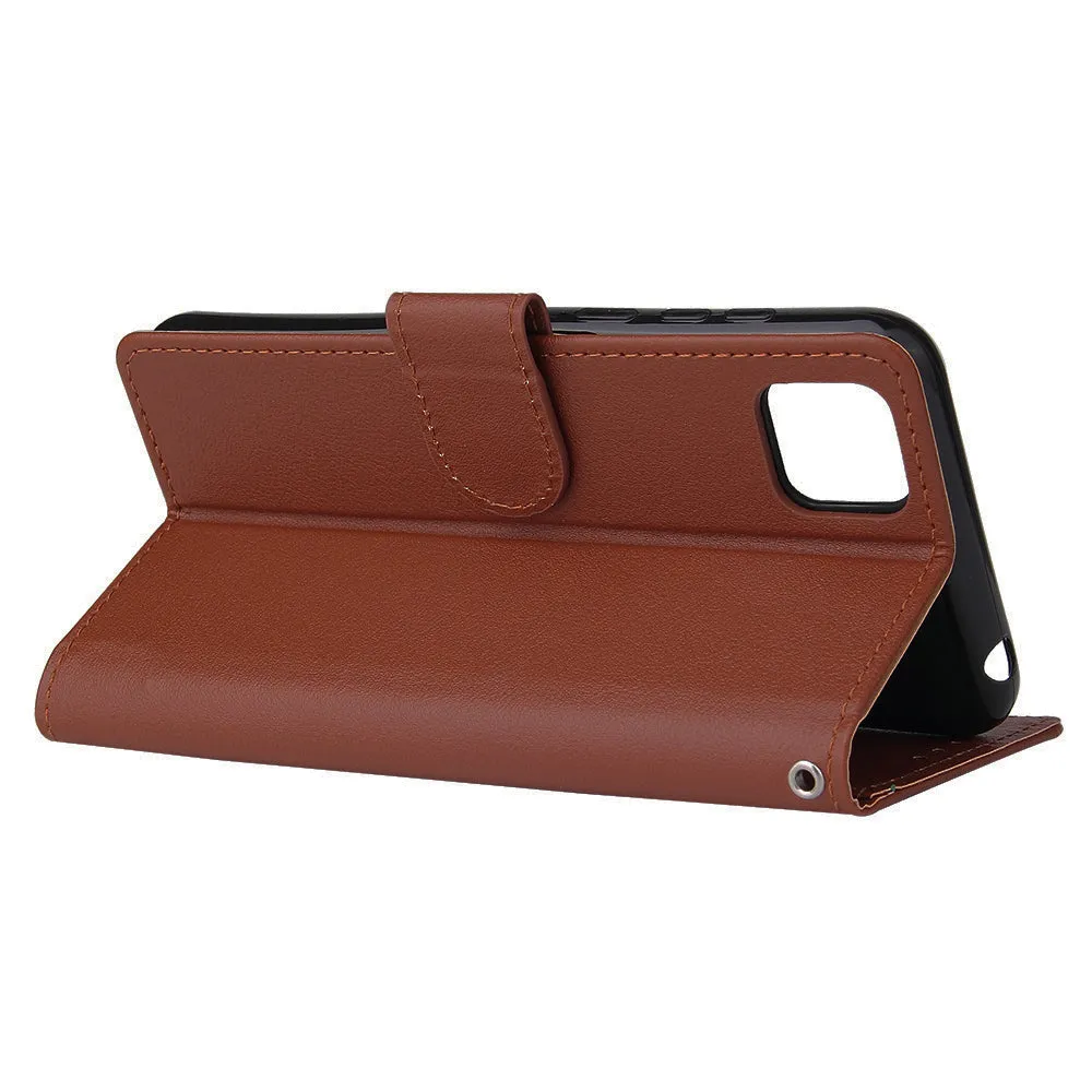 For HUAWEI PSmart 2020/Y5P/Y6P PU Leather Mobile Phone Cover with 3 Cards Slots Phone Frame brown
