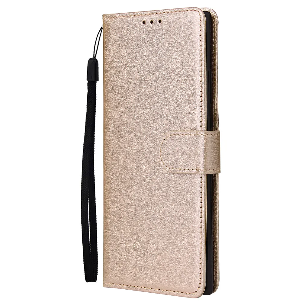 For HUAWEI PSmart 2020/Y5P/Y6P PU Leather Mobile Phone Cover with 3 Cards Slots Phone Frame Golden