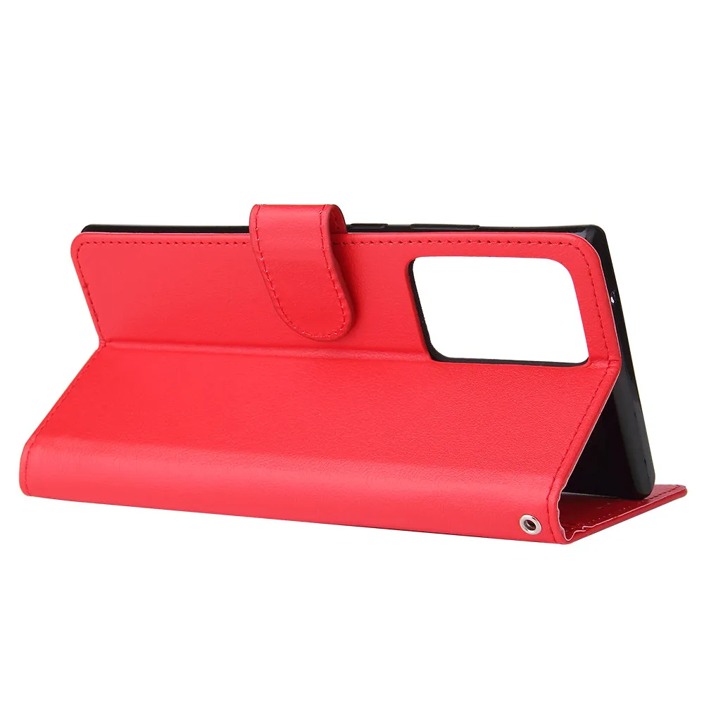 For HUAWEI PSmart 2020/Y5P/Y6P PU Leather Mobile Phone Cover with 3 Cards Slots Phone Frame red