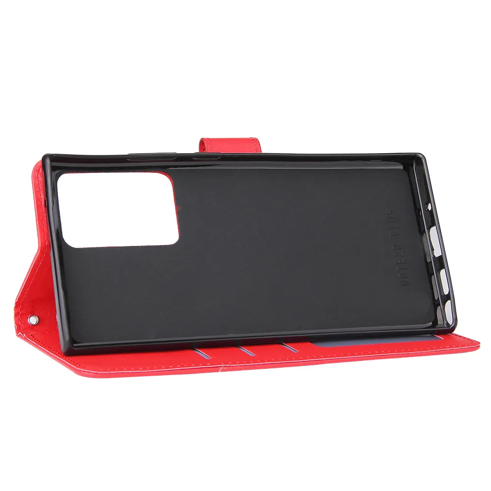 For HUAWEI PSmart 2020/Y5P/Y6P PU Leather Mobile Phone Cover with 3 Cards Slots Phone Frame red