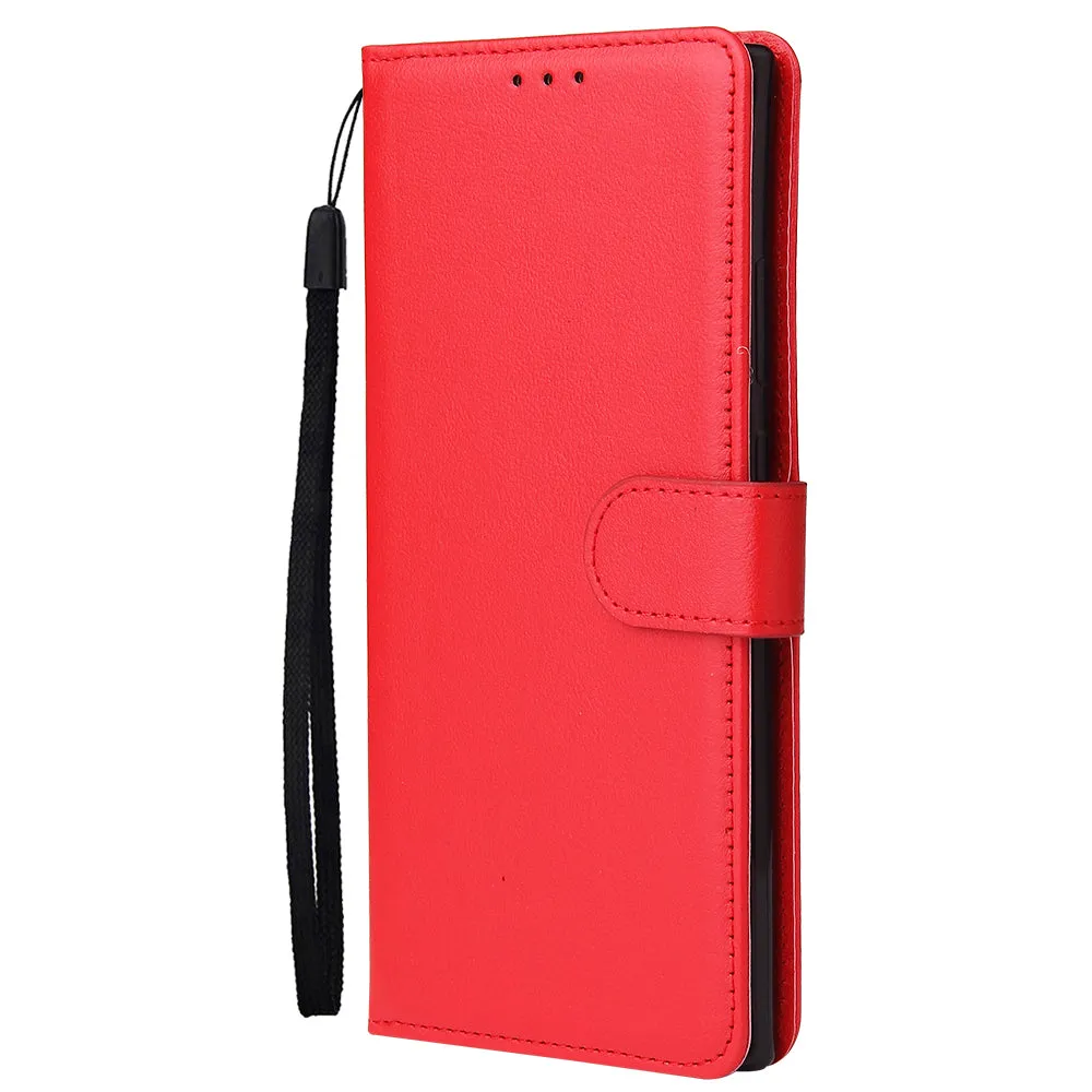For HUAWEI PSmart 2020/Y5P/Y6P PU Leather Mobile Phone Cover with 3 Cards Slots Phone Frame red