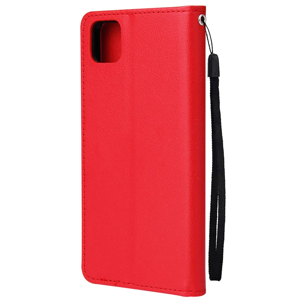 For HUAWEI PSmart 2020/Y5P/Y6P PU Leather Mobile Phone Cover with 3 Cards Slots Phone Frame red
