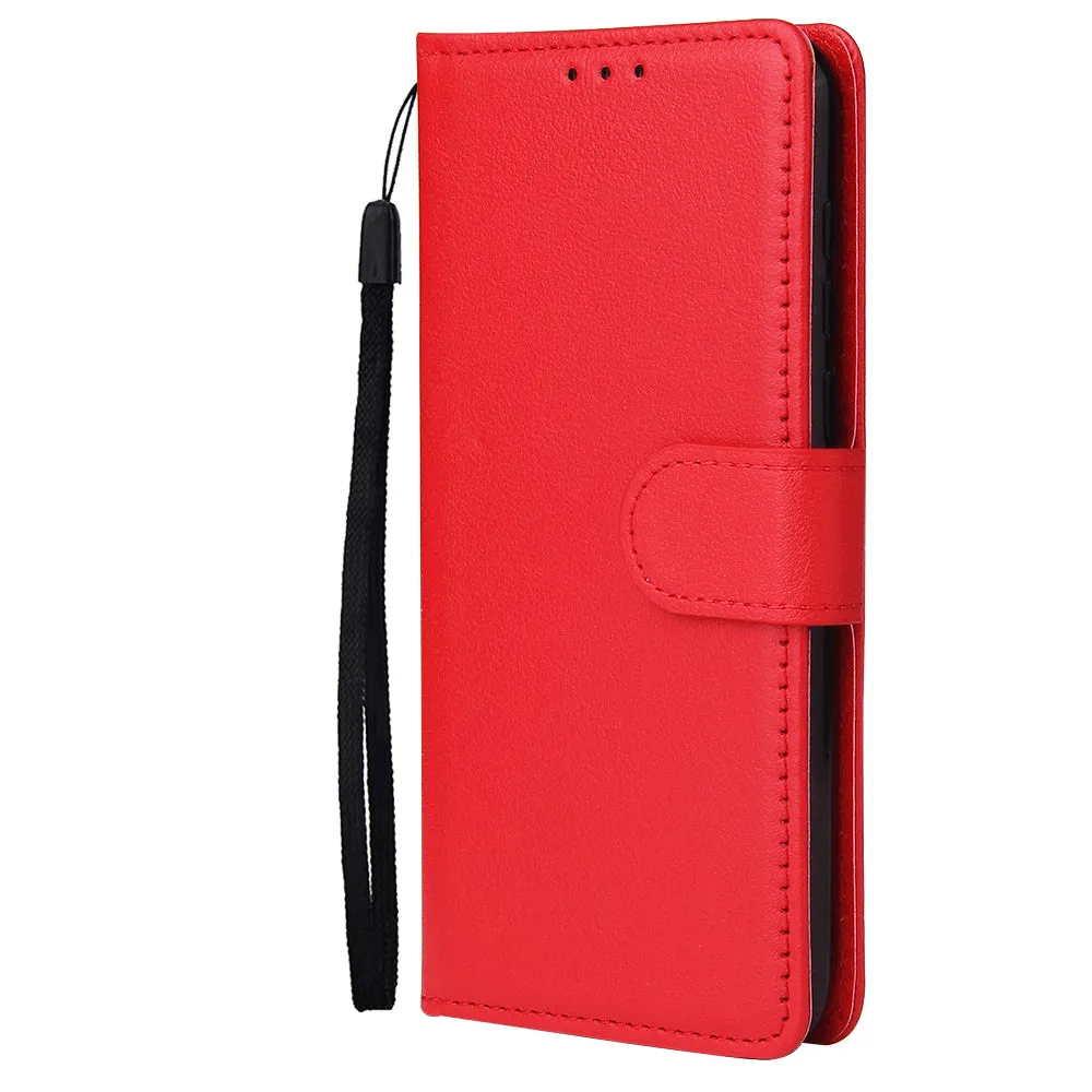 For HUAWEI PSmart 2020/Y5P/Y6P PU Leather Mobile Phone Cover with 3 Cards Slots Phone Frame red