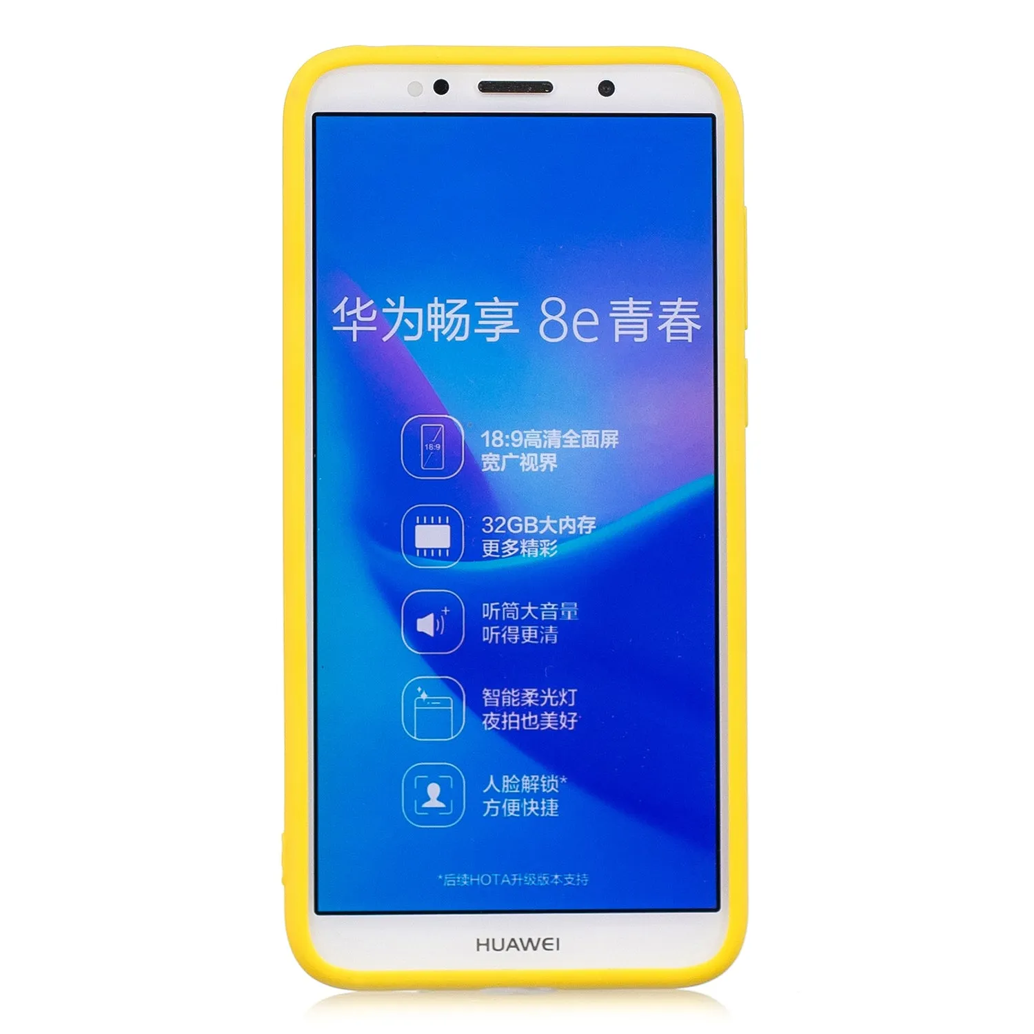for HUAWEI Y5 2018 Cute Candy Color Matte TPU Anti-scratch Non-slip Protective Cover Back Case yellow
