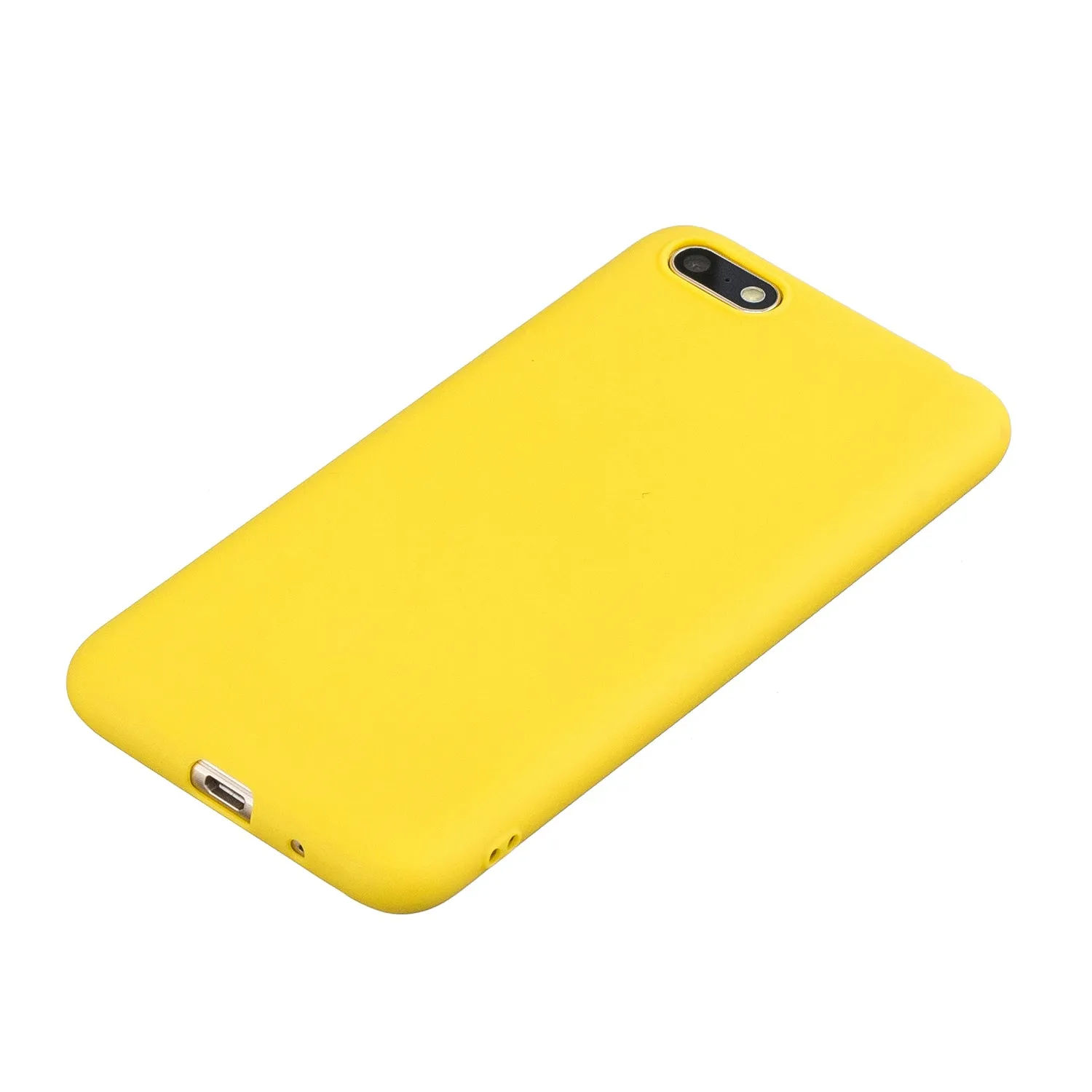 for HUAWEI Y5 2018 Cute Candy Color Matte TPU Anti-scratch Non-slip Protective Cover Back Case yellow