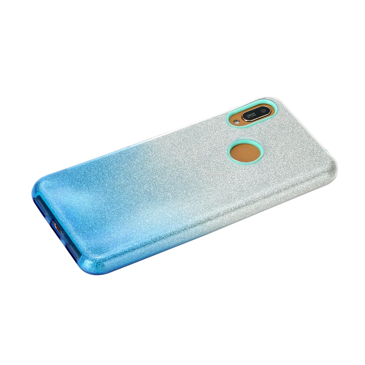 for HUAWEI Y5 2019/HONOR 8S/Y5/PSmart/honor 10 LITE Phone Case Gradient Color Glitter Powder Phone Cover with Airbag Bracket blue