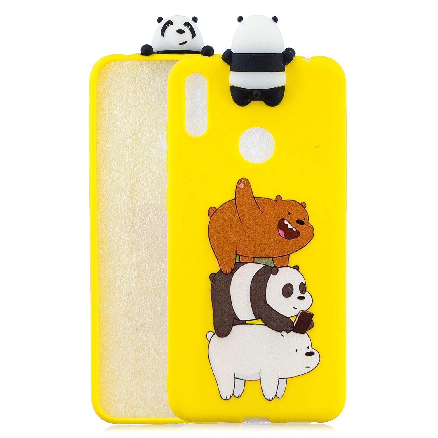 For Huawei Y7 2019 3D Cartoon Lovely Coloured Painted Soft TPU Back Cover Non-slip Shockproof Full Protective Case Smiley panda